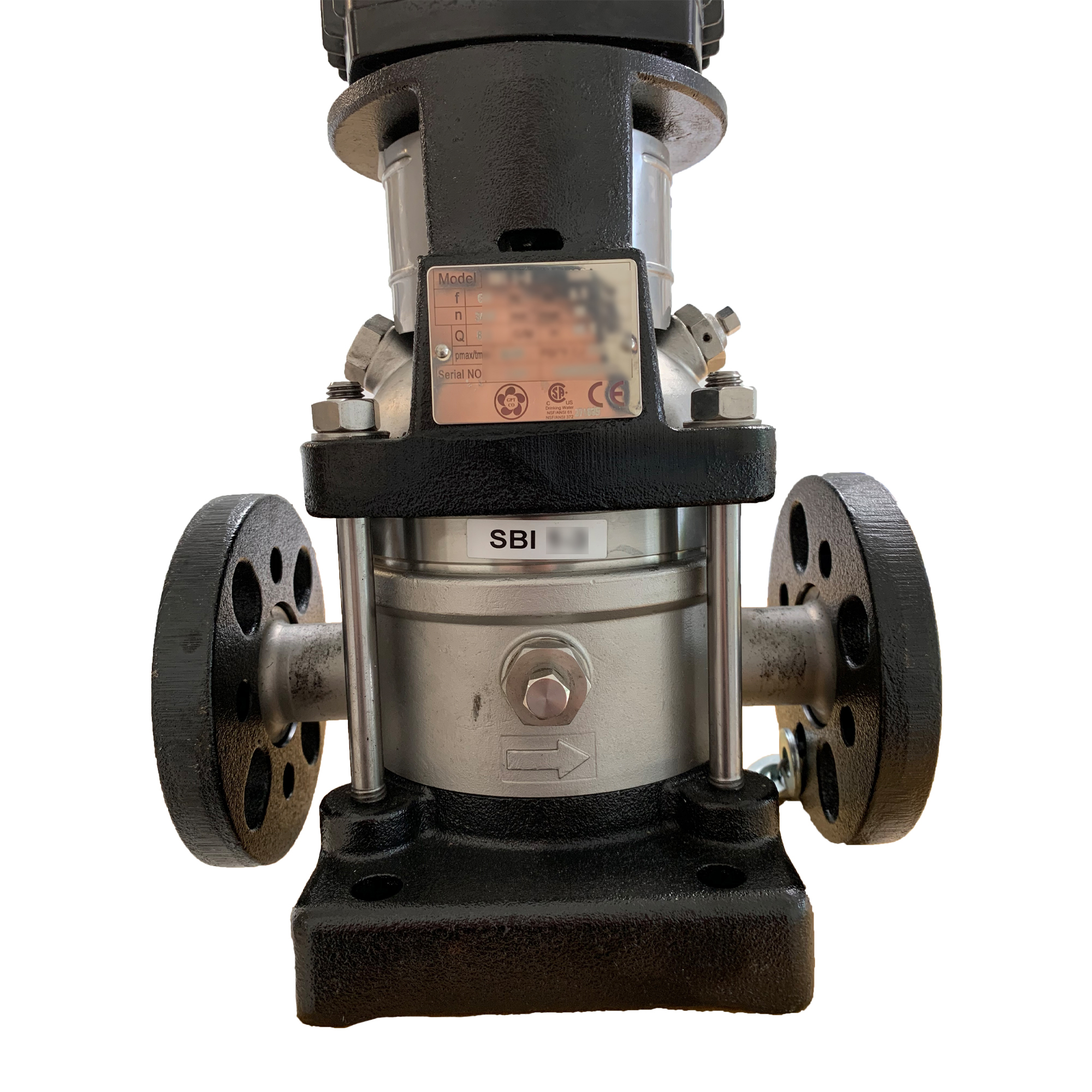 Vertical Multistage Centrifugal Pump, 1HP, 780 GPH, 110/220V, 1PHASE, Model GSBI 1-8, SS304 - Image 3
