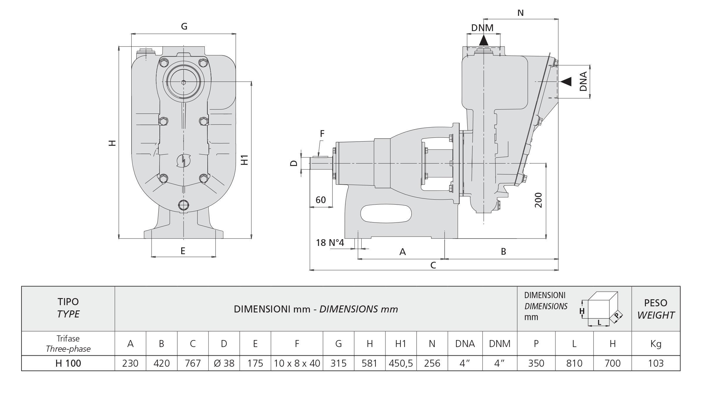 Self-priming Trash Water Pump - 12.5HP - 34,860GPH - 4in. Ports - H100-9,5 (Pump Only) - Image 3