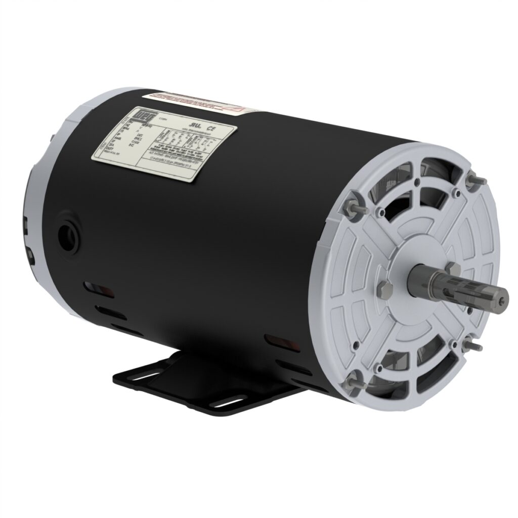 WEG Motor Pool Spa Pump Start Capacitor - 0.75HP, 230/460V - 3Ph, 60Hz, 1760RPM, IC01-ODP, Footless, Model: .7518OT3E56-S