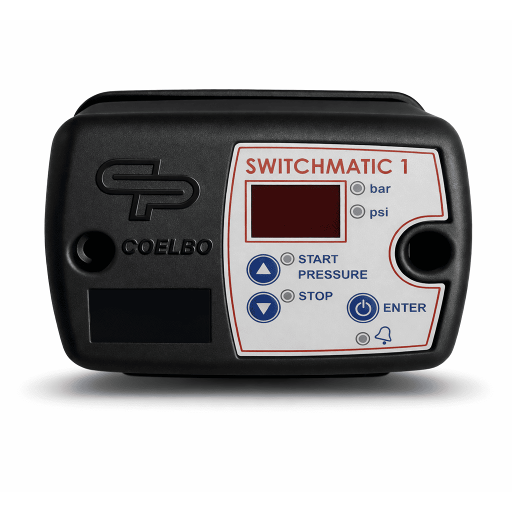 COELBO Electronic pressure switch with an integrated digital pressure gauge, 110/220V, 1P, 108 PSI, IP65, Model SWITCHMATIC 1
