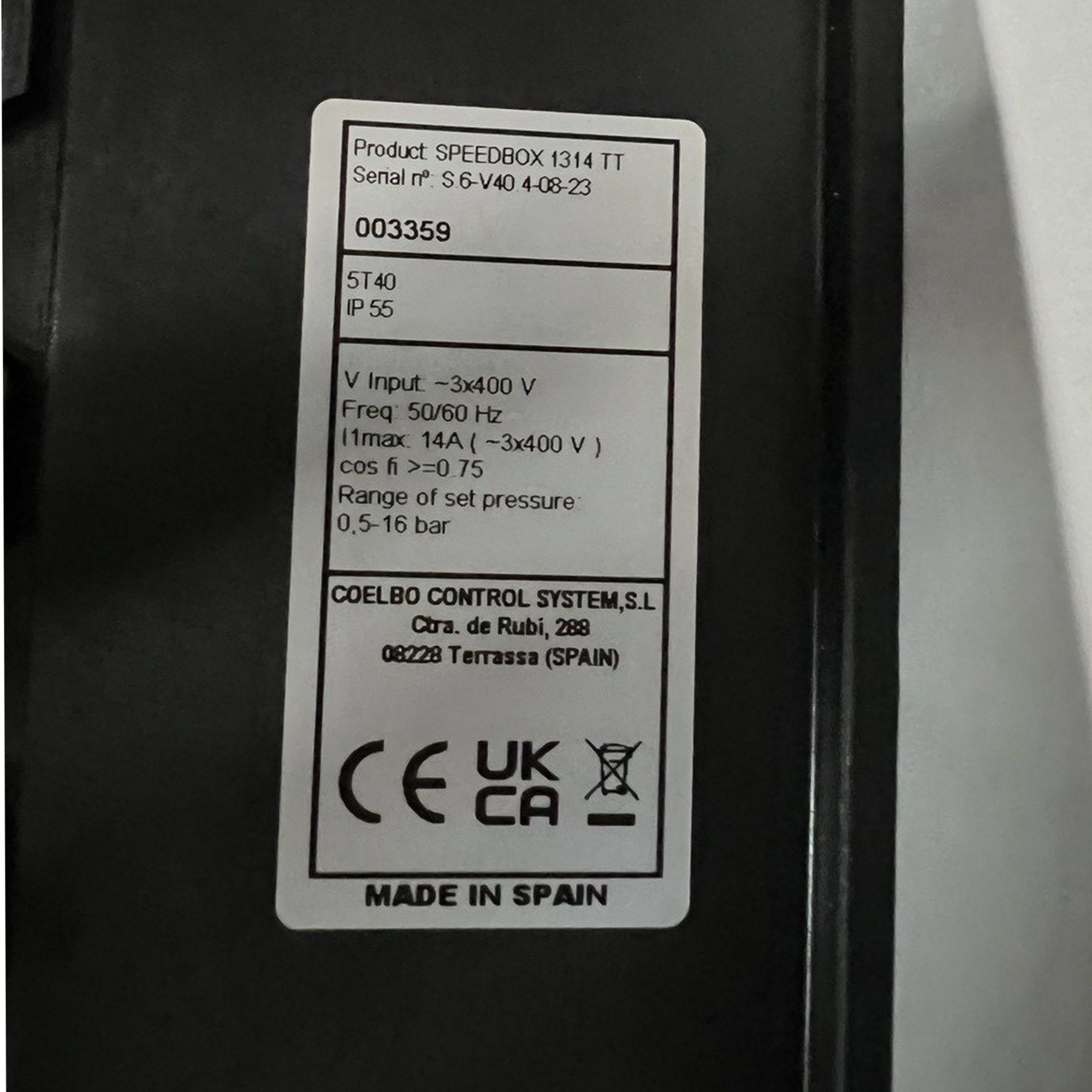 COELBO Wall-mounted pump driver for a single pump at variable speed, 230V, 3PHASE, 362.5 PSI, IP65, Model SPEEDBOX 1314TT - Image 3