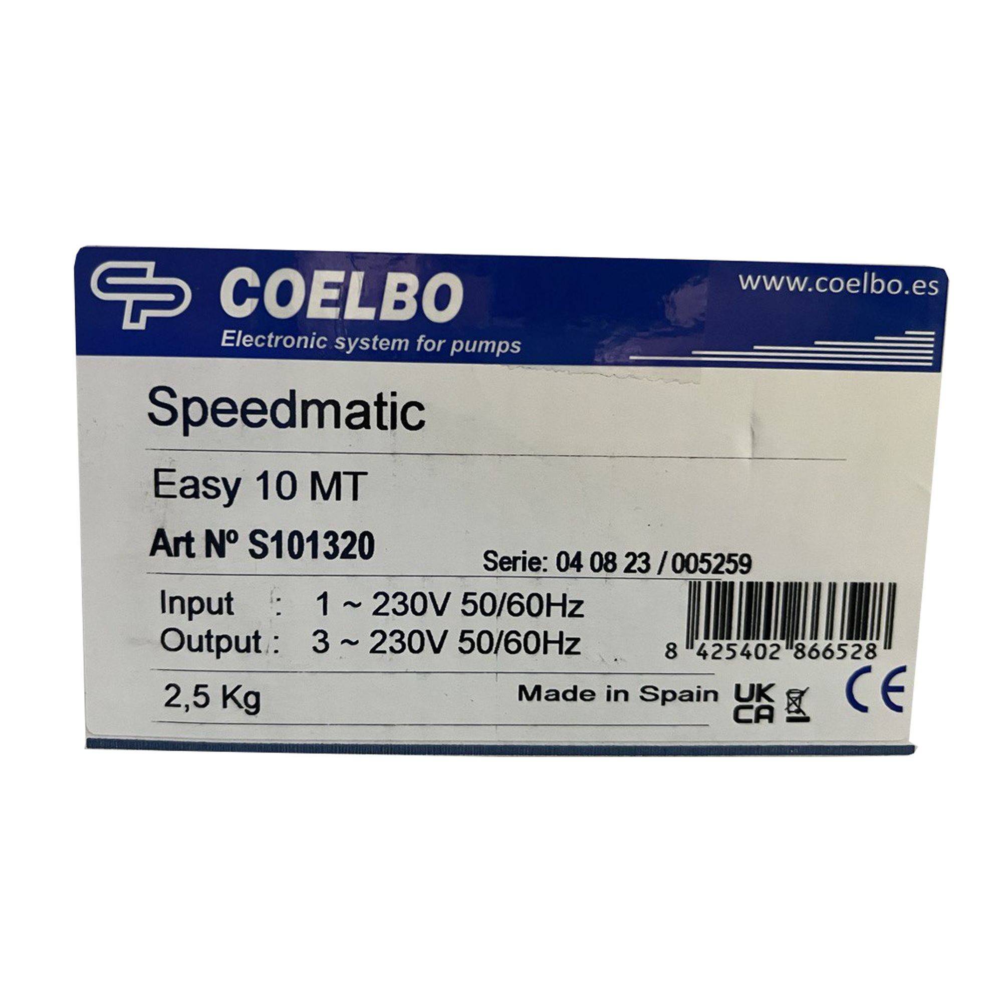 COELBO Driver, single-phase input or 3-phase pump output at variable speed, 230V, 116 PSI, IP55, Model SPEEDMATIC EASY MT10 - Image 2