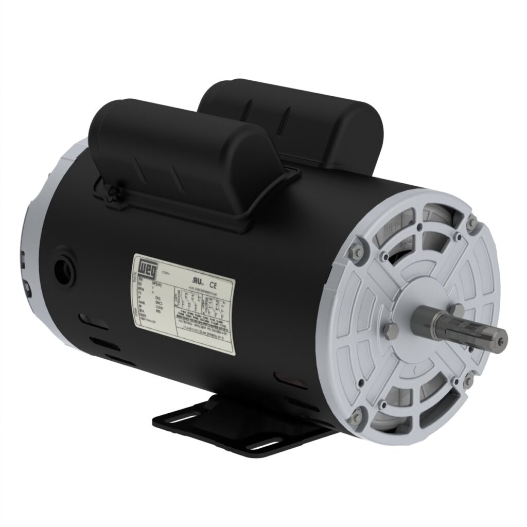 WEG Rolled Steel Motor - 1HP, 115/230V - 1Ph, 60 Hz, 1750RPM, ODP, Foot-mounted, Model 00118OT1B56-S