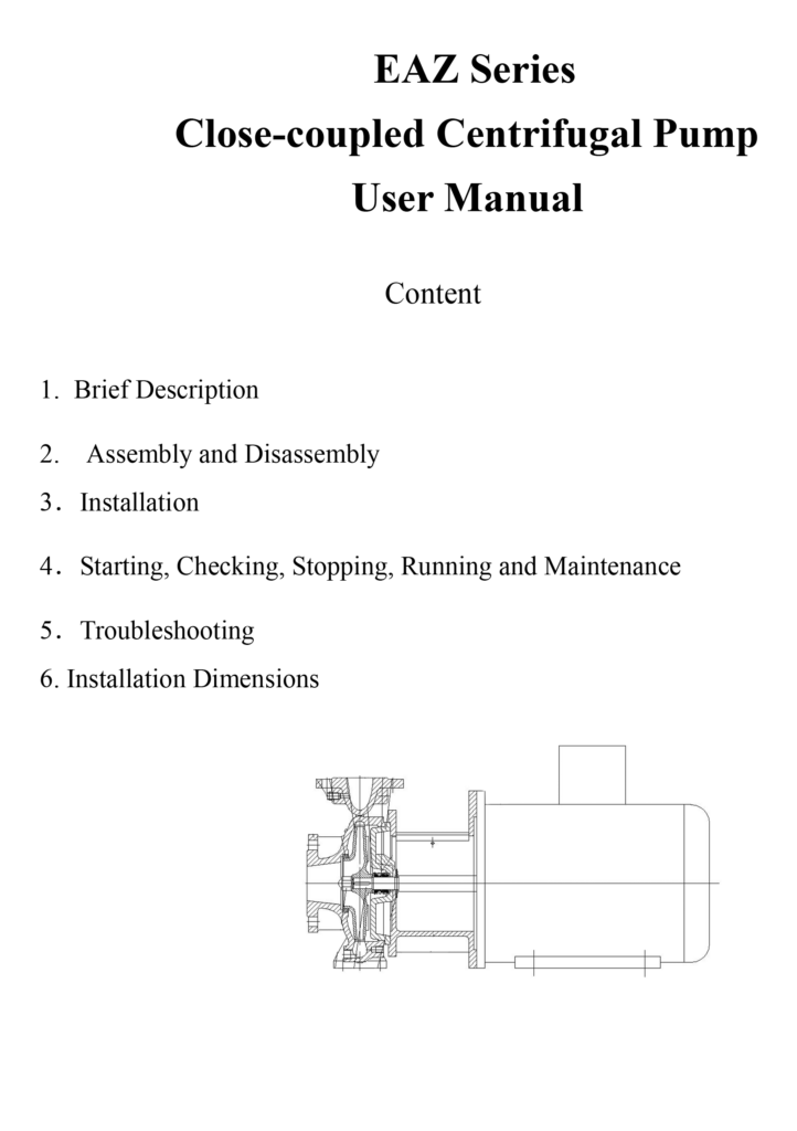 EAZ Series Close coupled centrifugal pump user manual