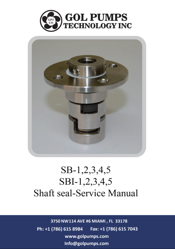 SBI 12345 Shaft Seal Service Manual