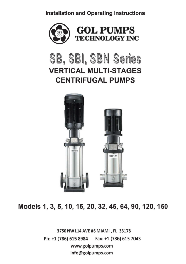 SBIN Vertical Multistage Pump Manual