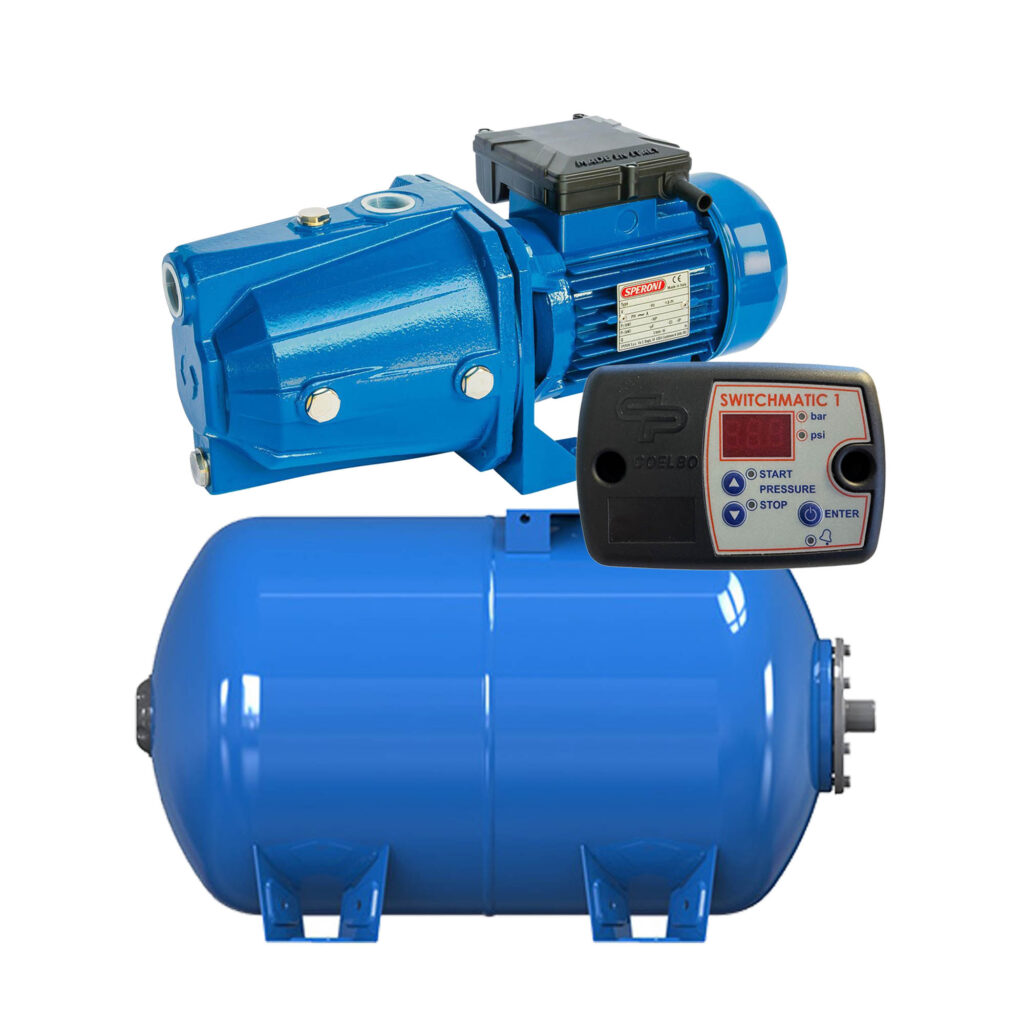 CAM100 Booster Set 1HP with 5.3 Pressure Tank and Digital Pressure switch, 948 GPH - 1inch- 110/220V, for Homes & Irrigation