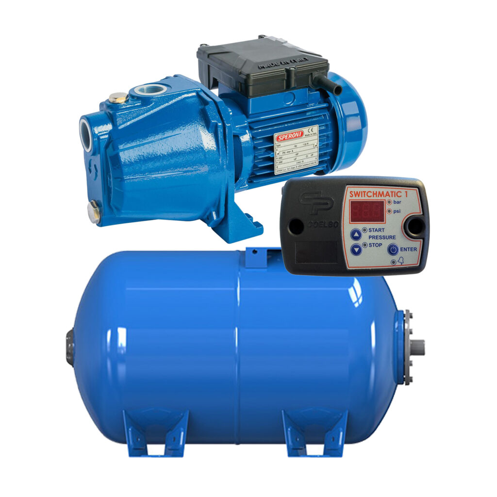 CAM60 Booster Set 0.8HP with 5.3 Gal Pressure Tank and Digital Pressure switch, 792 GPH - 1inch- 110/220V, for Homes & Irrigation