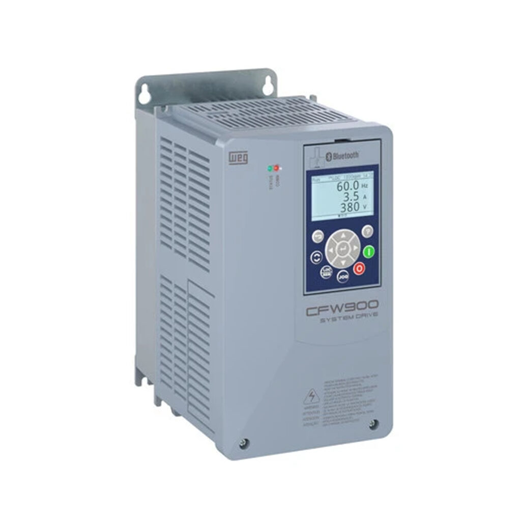 WEG DRIVE CFW900A04P6T2DB20Y2B, 3Ph, 200/240 V, IP20 STO/SS1 HMI with bluetooth