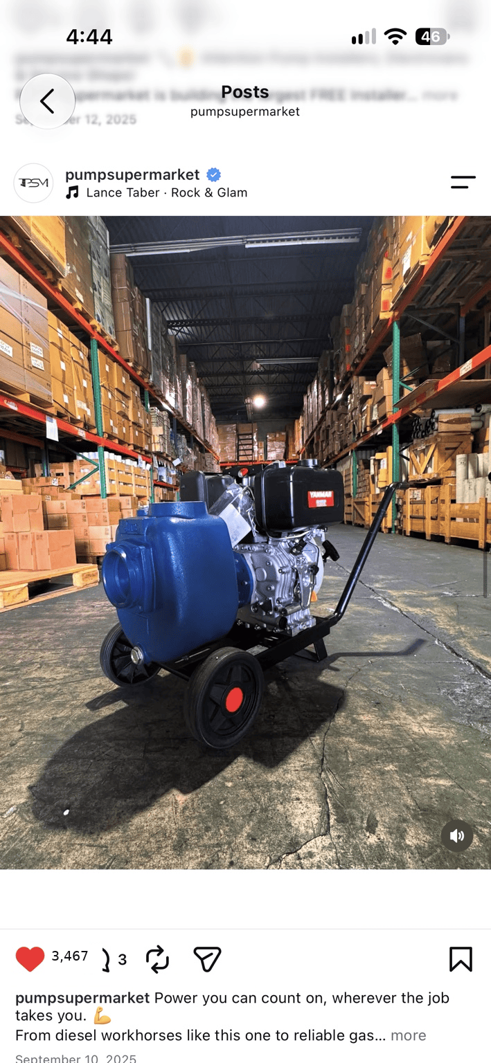 Industrial diesel water pump